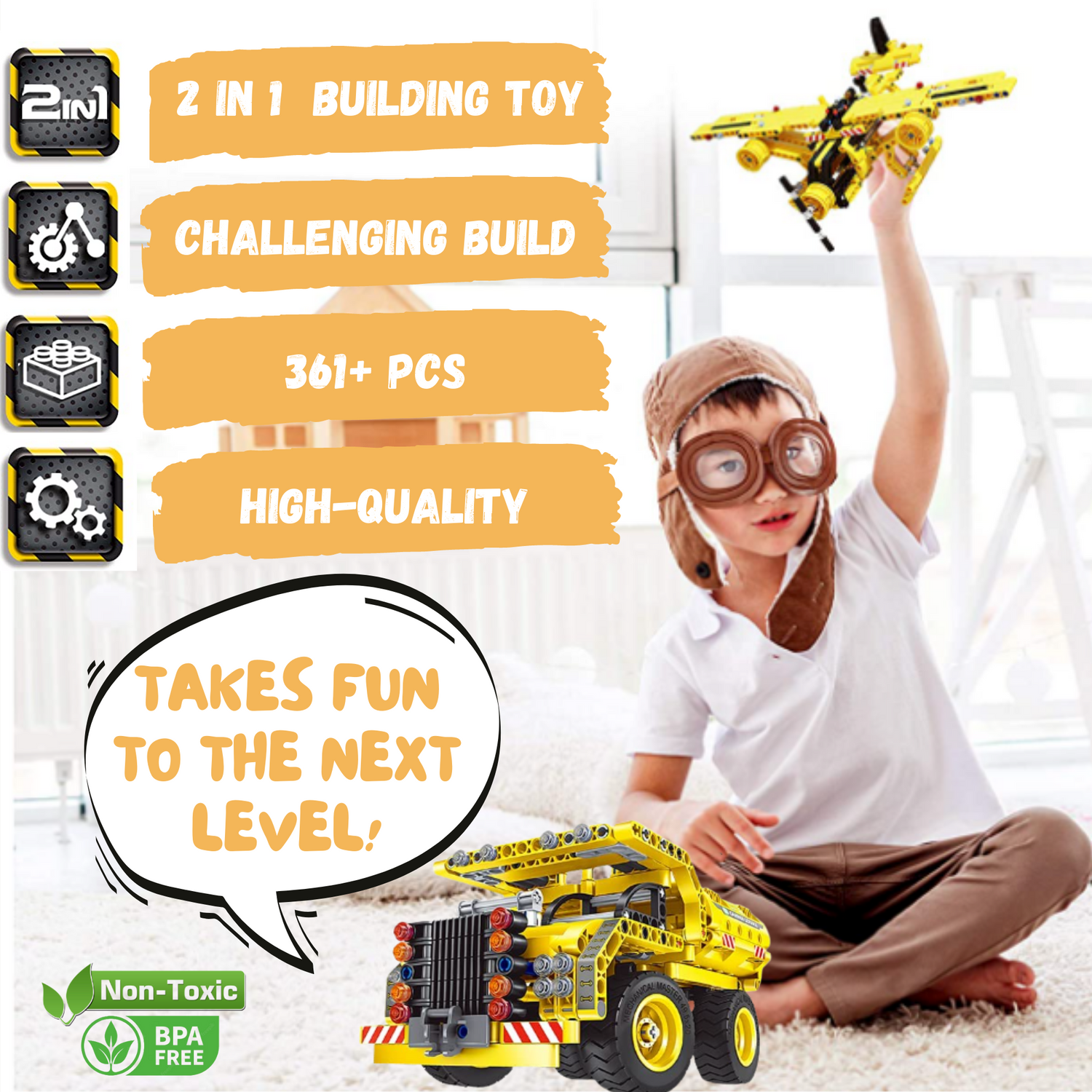Dump Truck Airplane Building Block Toy (361 pcs)